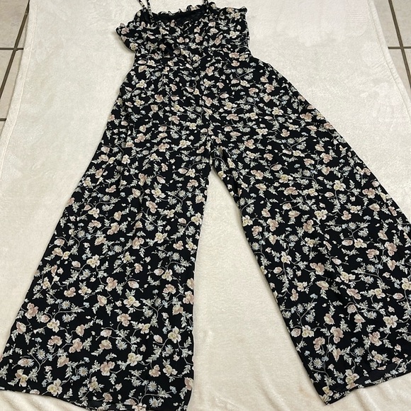 CECE Womens Black Printed Spaghetti Strap Straight leg Jumpsuit Size 10 - Picture 6 of 13